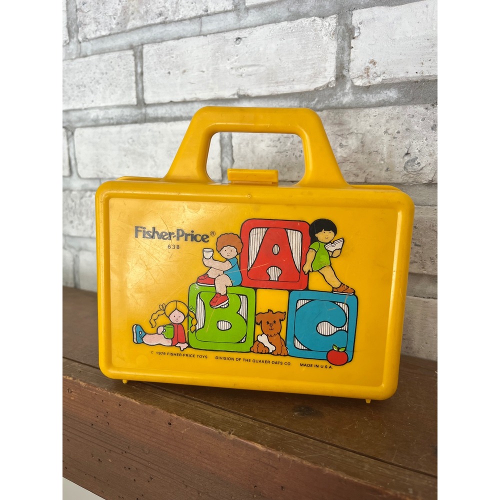 Vintage Fisher-Price #638 yellow‎ ABC's plastic lunchbox 1979
